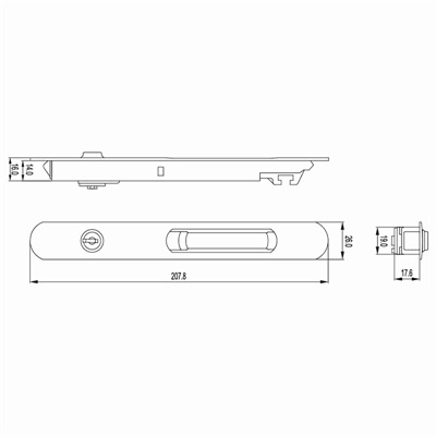推拉门钩锁GS-B01尺寸图