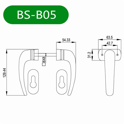 平开门把手BS-B05尺寸图