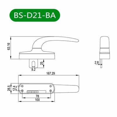 外平开窗把手BS-D21-BA尺寸图